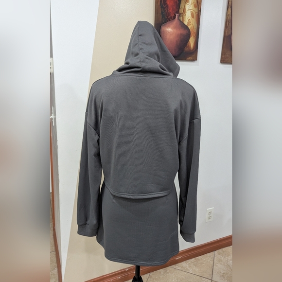 Cider 2 Piece Gray Hooded Sweatshirt Over Tanktop Dress - Picture 4 of 10